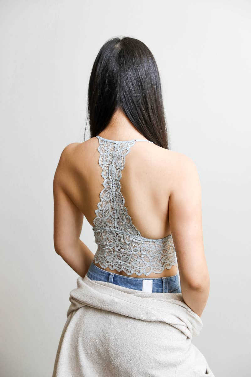Leto Accessories - Wholesale Bralette - Women's - 🌺 Floral Lace Racerback Bralette – Perfectly Padded!9