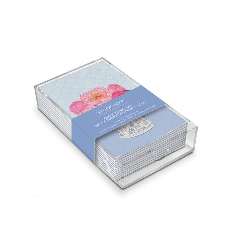 Studio Oh! - Wholesale Disposable Napkin - Bouquet on Blue Guest Towel Set4