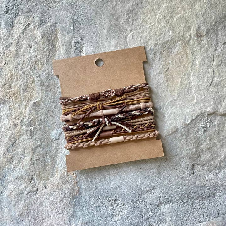 eastern ave studio - Wholesale Hair Tie - Boho Hair Ties on Kraft Card | Rustic neutrals