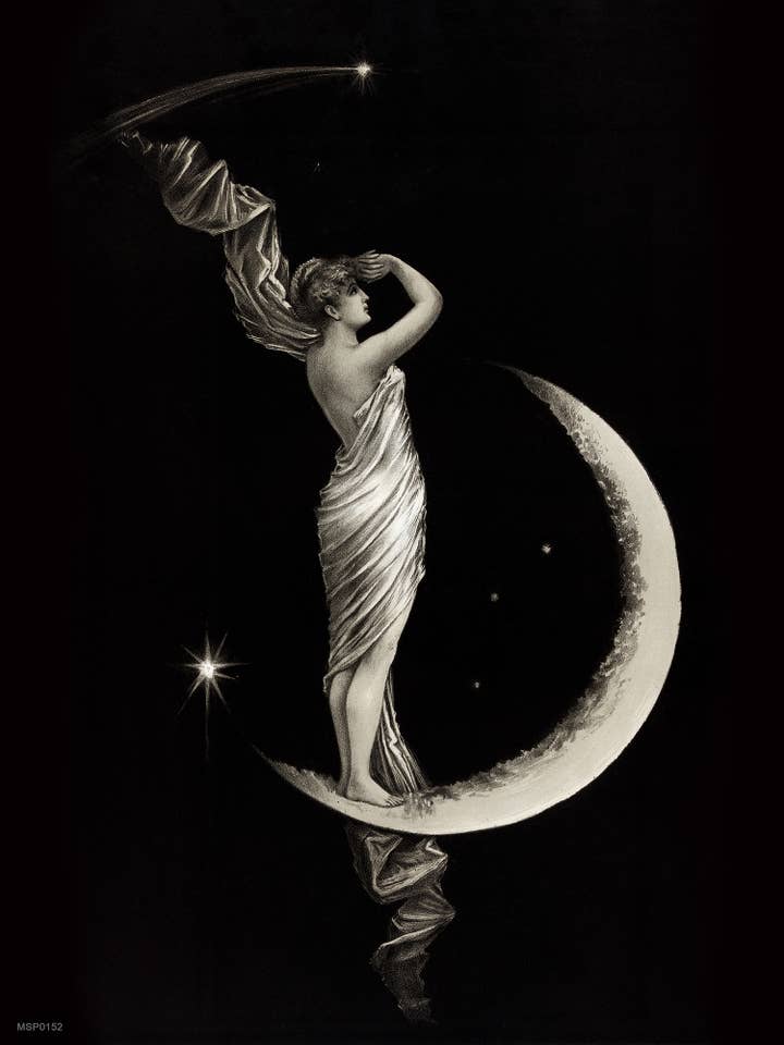 The Moon Goddess Vintage Victorian 30x40cm Art Print for wholesale by On The Wall Art Ltd