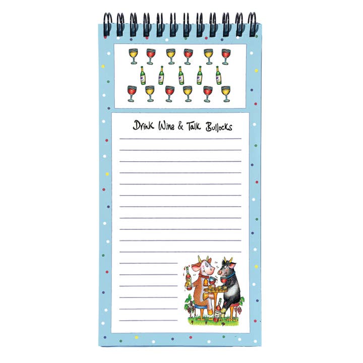 Drink Wine and Talk Bullocks Magnetic Notepad for wholesale by Draw UK