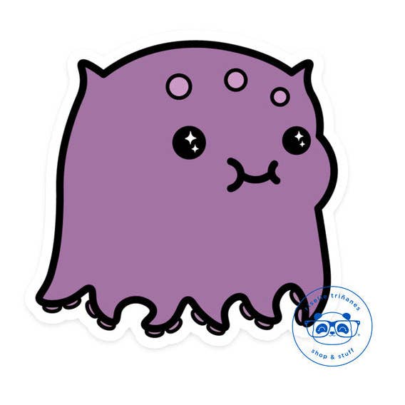 Chubby Purple Flapjack Octopus Vinyl Sticker for wholesale by Hello Riselle | Art + Shop