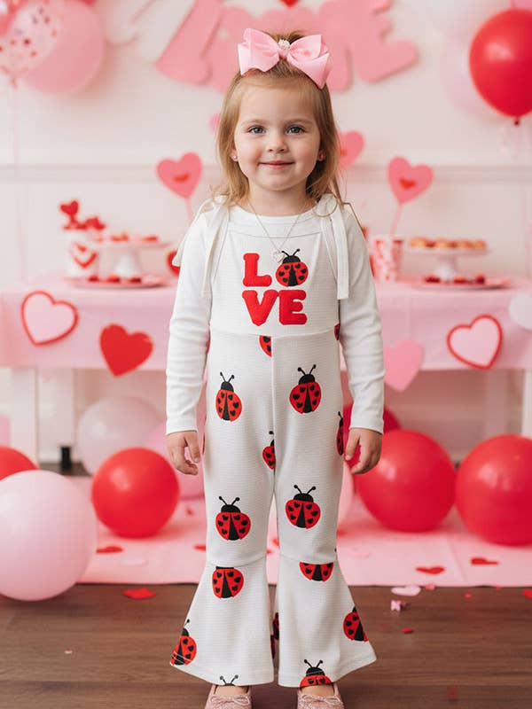LOVE & ladybug embroidery beige girls jumpsuit 251254M for wholesale by luluclothes