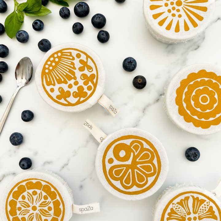 Halo Dish Covers - Wholesale Food Storage Wrap/Bag - Tiny Top 3 inch/8 cm Cotton Cover 6 pack for Jars, Carafes,2