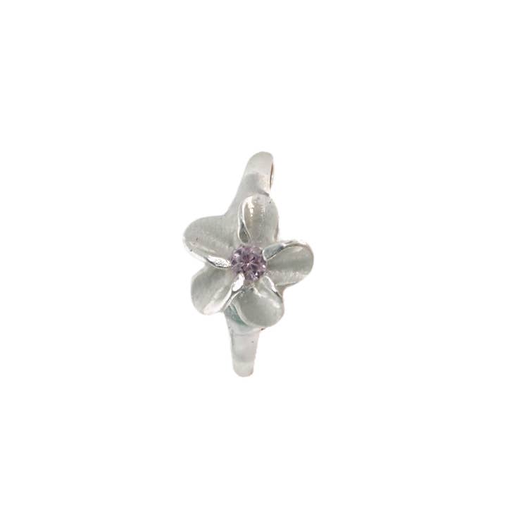 Maka Imports - Wholesale Toe Ring - Sterling Silver 925 Adjustable Toe Ring Plumeria Pink CZ1