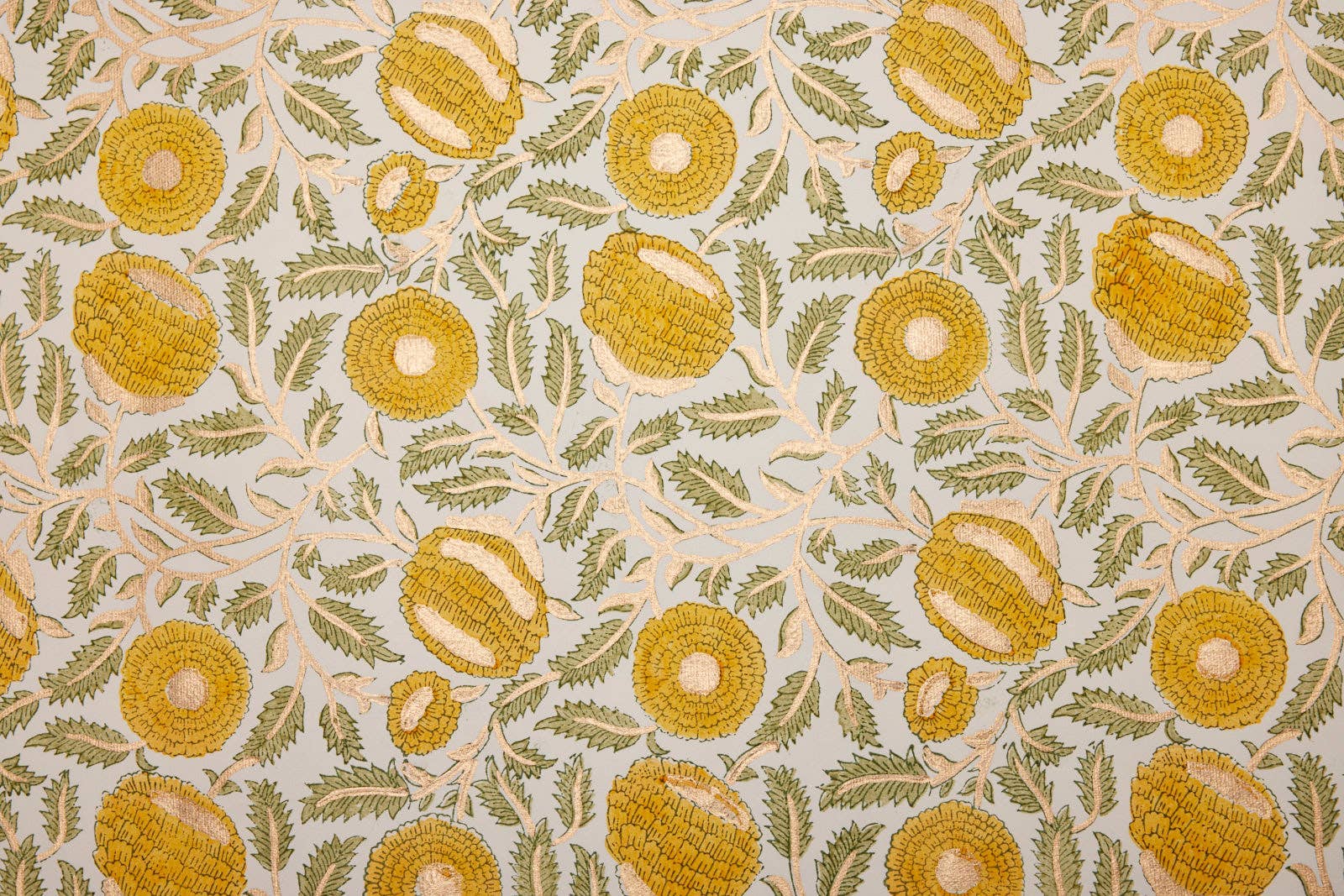 Paper Mirchi - Wholesale Inpakpapier - Met de hand bedrukte inpakvellen - goudsbloem glans 'Sunshine'2