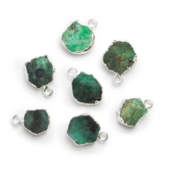 The Bead Traders - Wholesale Pendant/Charm Necklace - 17x12mm Emerald Slice Silver Leafed Pendant 1 Bead
