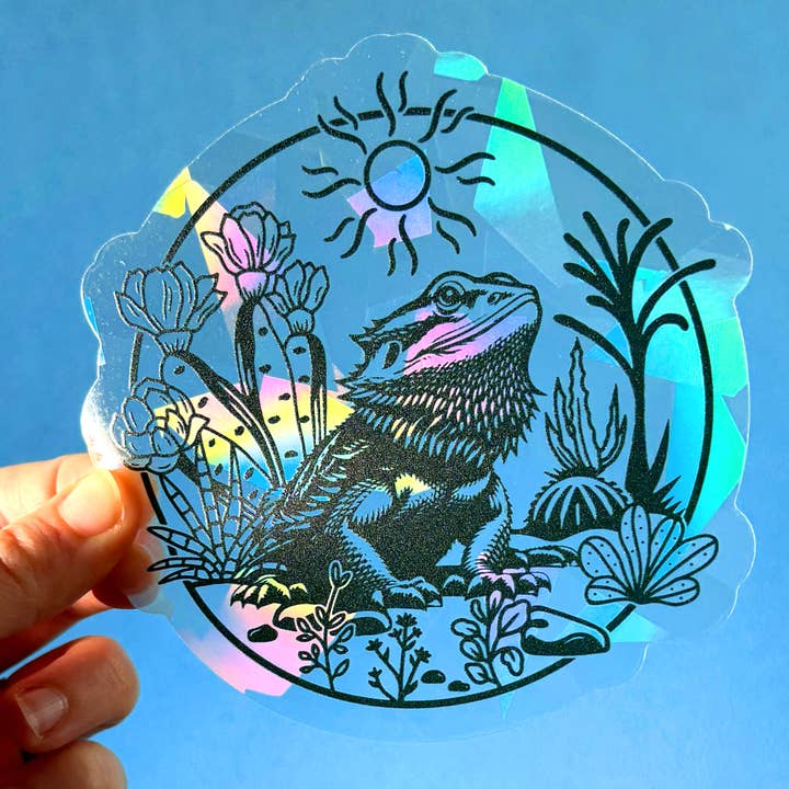 Bearded Dragon Suncatcher Sticker | Rainbow Window Decal for wholesale by Art by Sharell