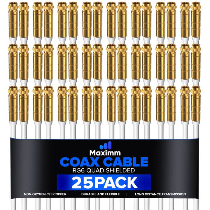Coaxial Cable Quadshield Straight to Straight End 25 Pack for wholesale by Maximm Cable