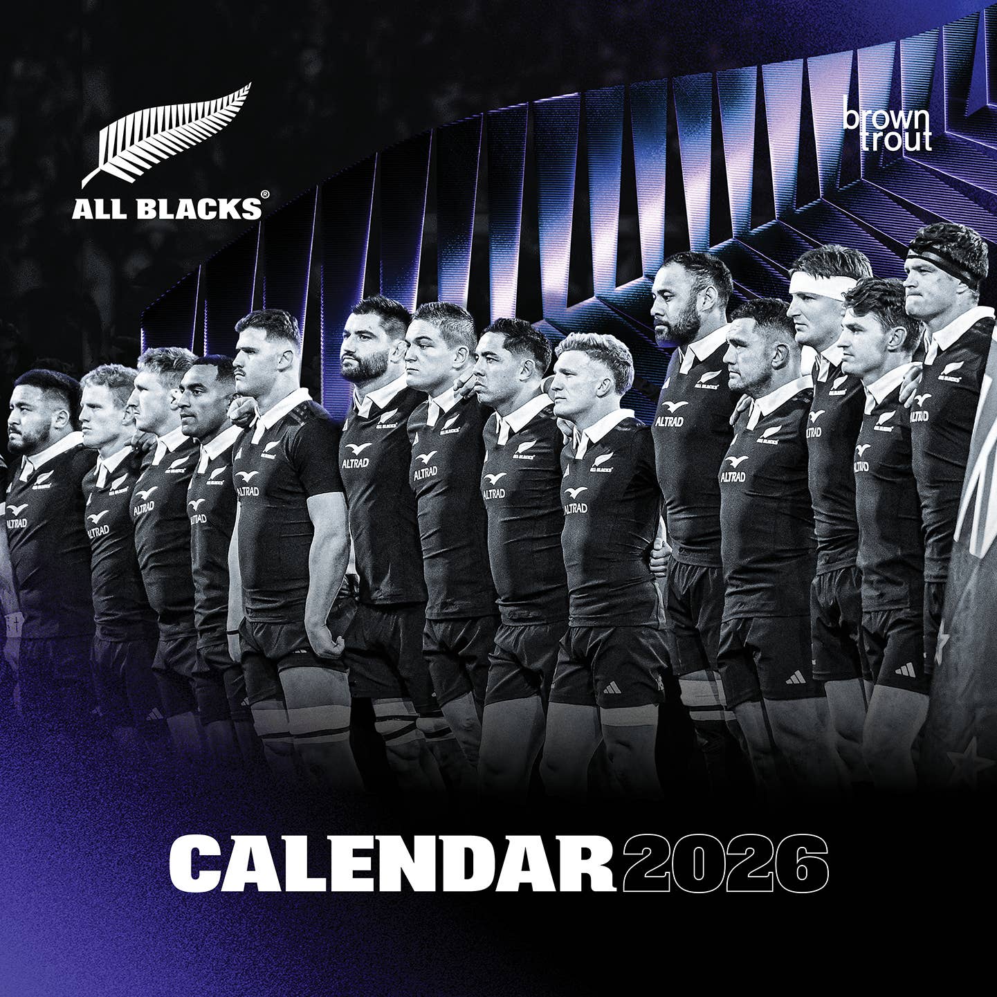 BrownTrout Publishers - Wholesale Calendar - All Blacks OFFICIAL | 2026 12 x 24 Inch (Hanging) Monthly Square Wall Calendar | Plastic-Free | BrownTrout | Rugby Sport0