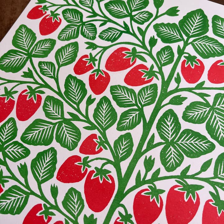 Katharine Watson - Wholesale Art Print - Garden Series: Strawberry Risograph Print3