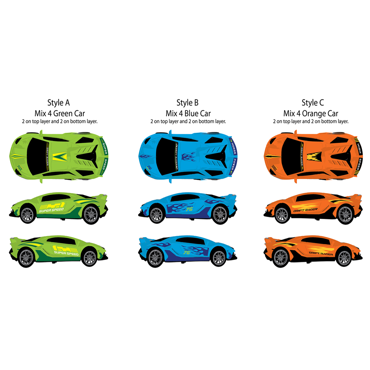 Novelty Brands - Wholesale Toy Car/Truck - Kids - Sideways Drift Racers Friction Car Assortment - 12/Display3