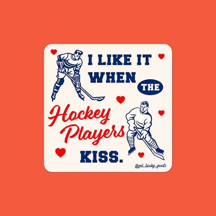 Hockey Players Kiss Sticker for wholesale by Lucky Goods Paper