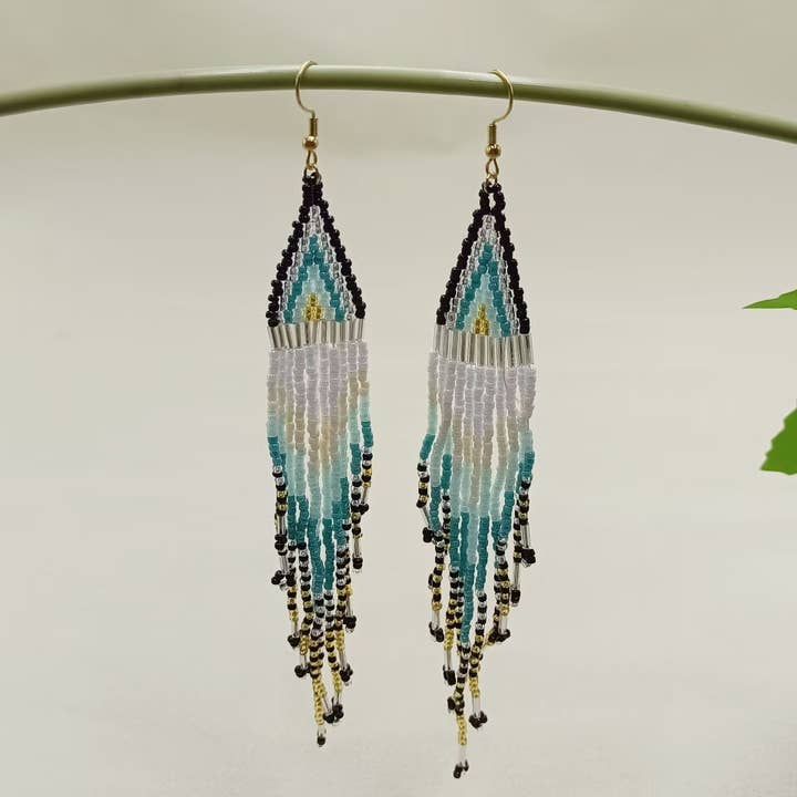 Mio Queena - Wholesale Tassel Earrings - Bohemian Style Long Seed Beads Fringe Earrings - BJ/SB1