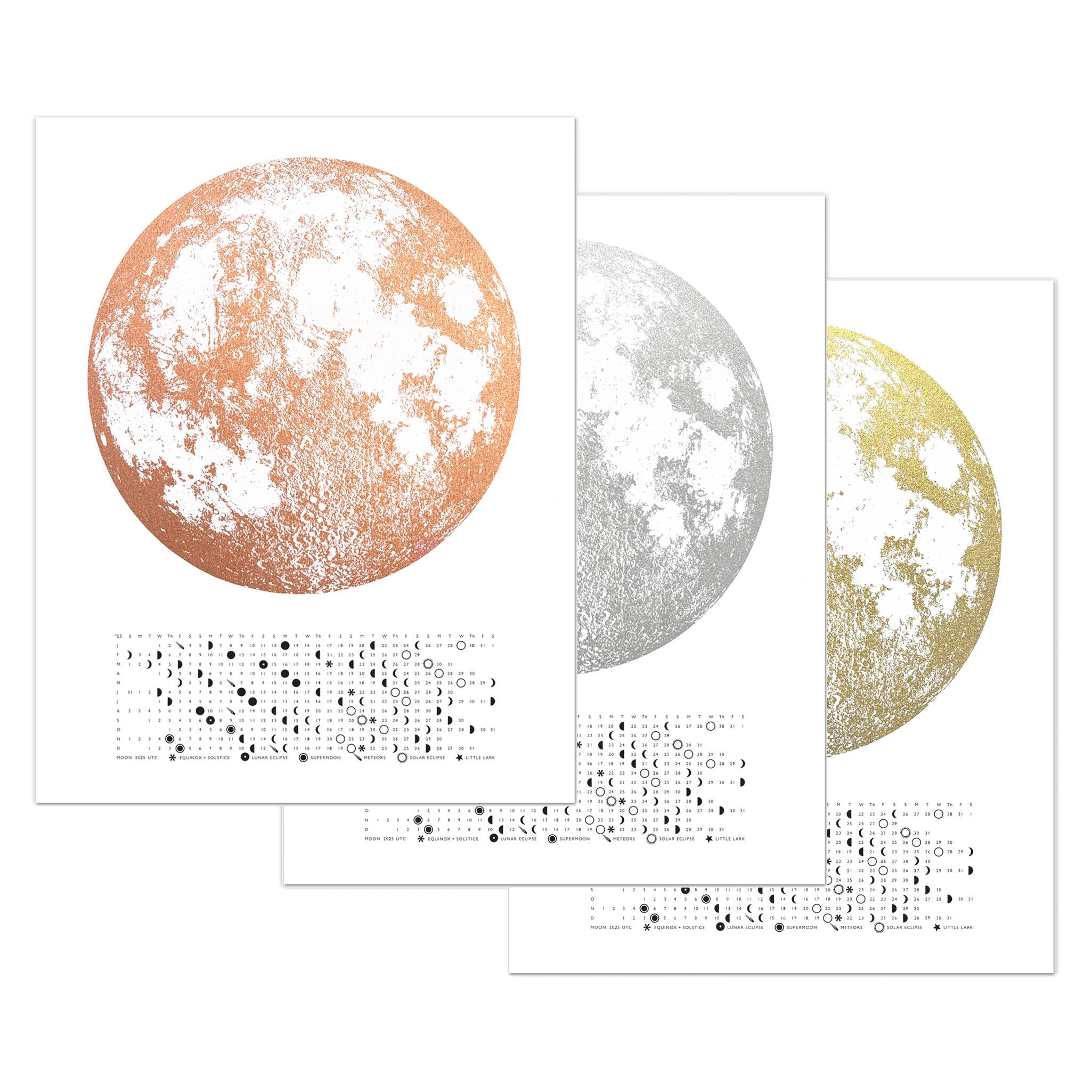 Little Lark - Wholesale Calendar - 2026 Lunar Phase Calendar Print, Metallic Moon Wall Calendar6