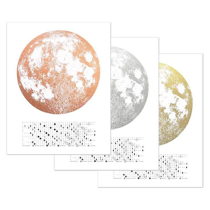 Little Lark - Wholesale Calendar - 2026 Lunar Phase Calendar Print, Metallic Moon Wall Calendar6