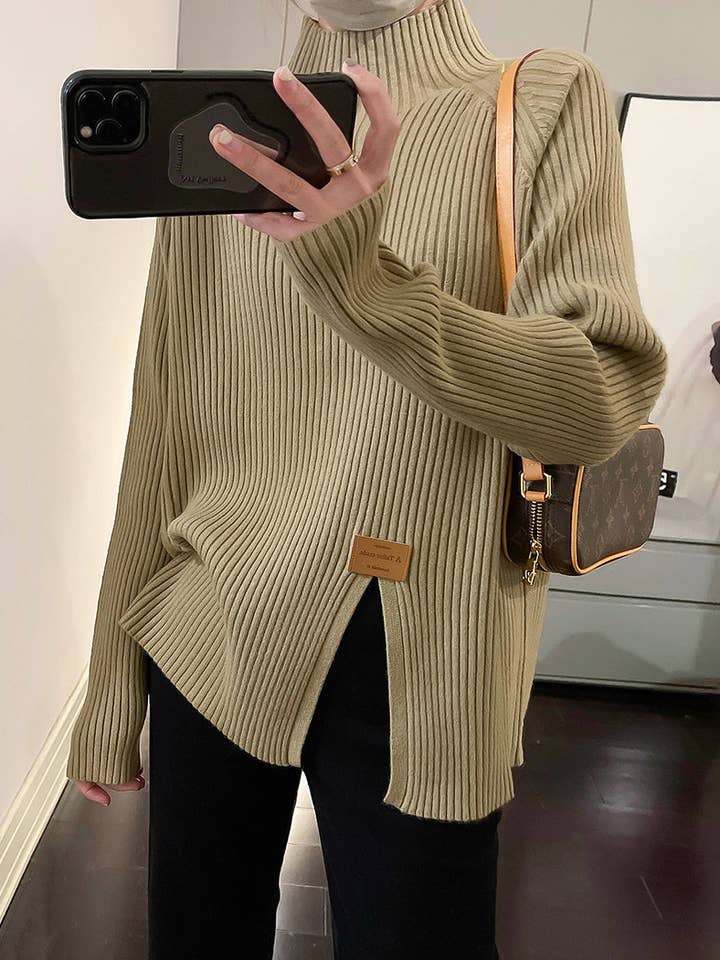 Katinki - Wholesale Tunic Sweater - Women's - Oversized Ribbed Turtleneck Sweater1