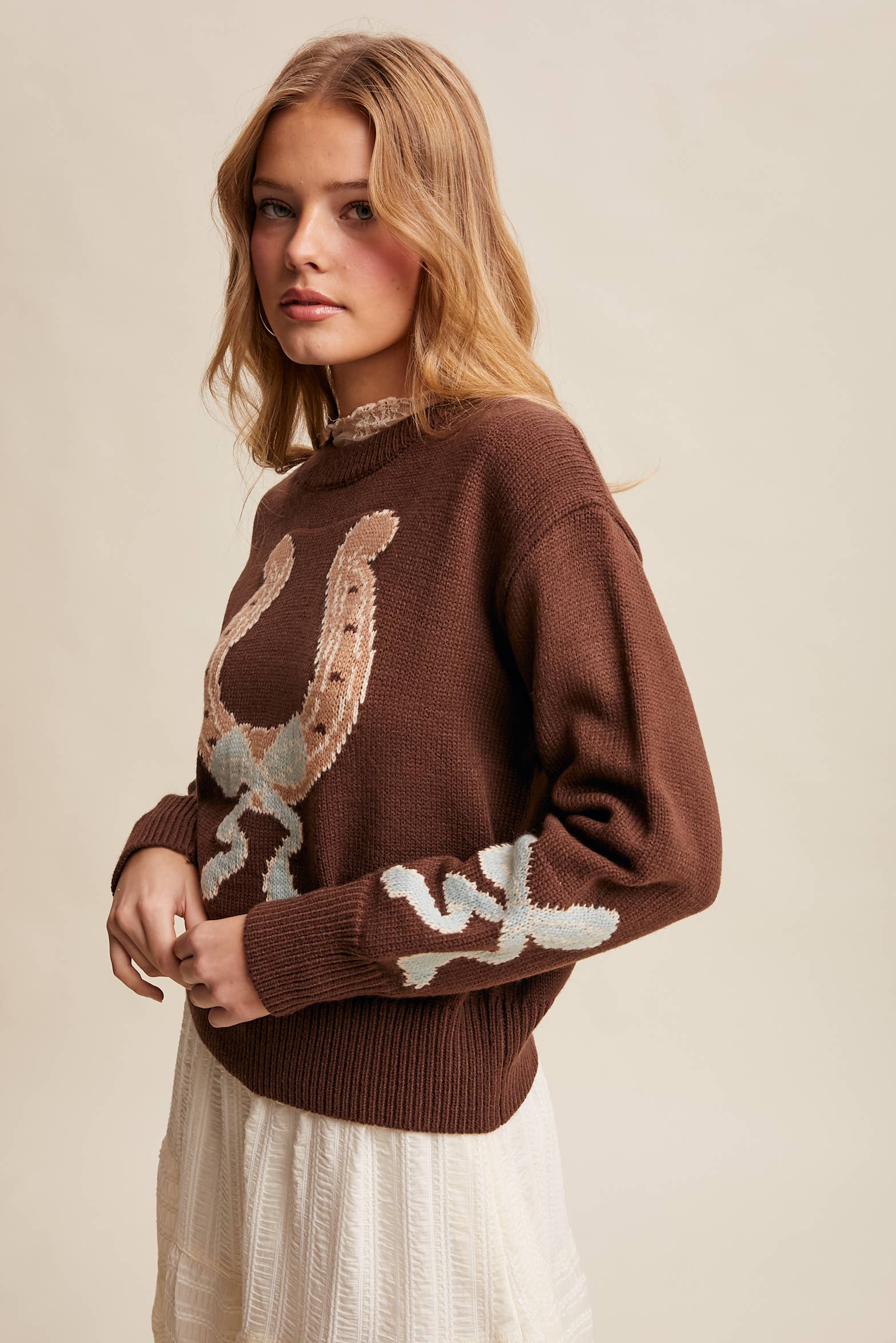 Listicle - Vente Pull en maille – femme - Pull en tricot à col en fer à cheval LSW103519