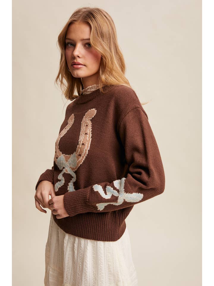 Listicle - Vente Pull en maille – femme - Pull en tricot à col en fer à cheval LSW103519