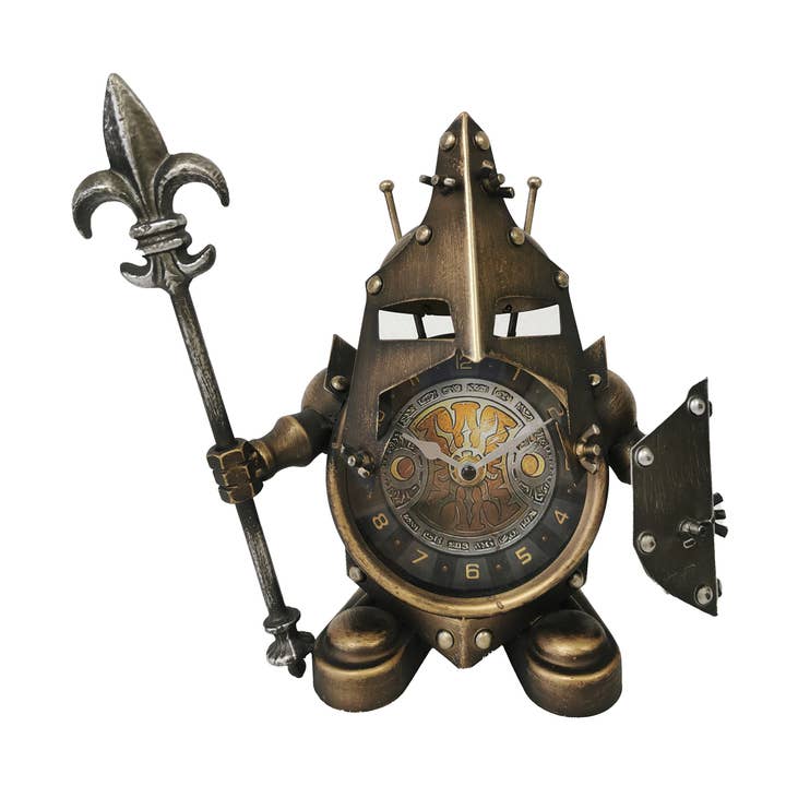 Bronze Middle Age Knight Table Clock for wholesale by Boxman