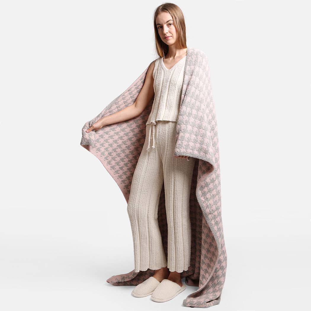 Fashion City - Wholesale Throw Blanket - Houndstooth Pattern Luxury Soft Throw Blanket9