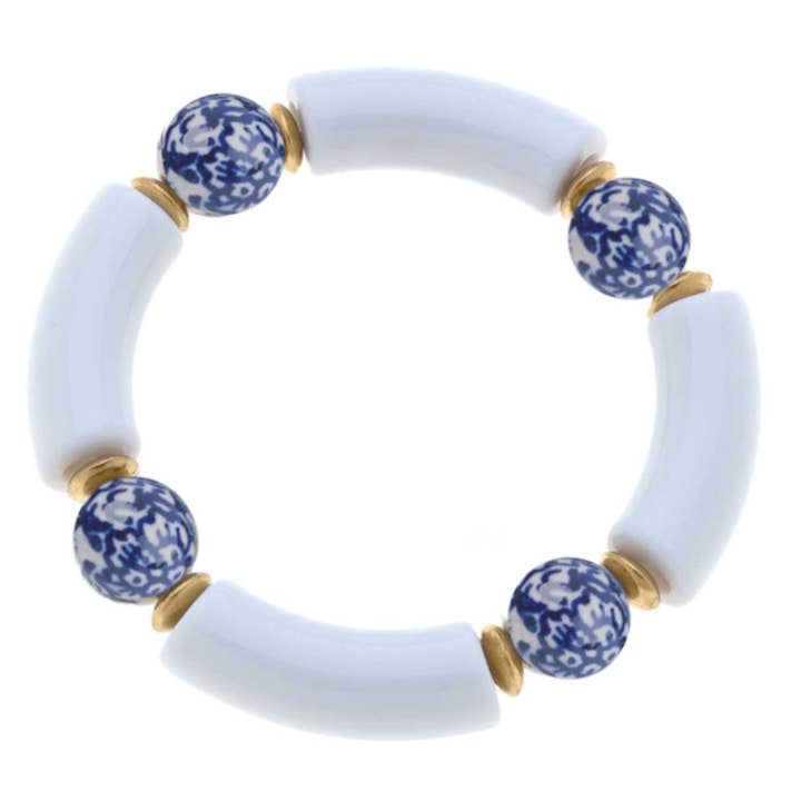 Peachy Pendants - Wholesale Beaded Bracelet - BRACELET - Acrylic Tube with Chinoiserie