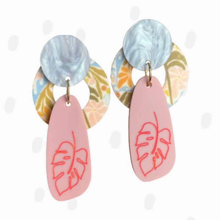 Acryl Zomer Oorbellen - Palmparadijs voor wholesale door Pieces of Blonde