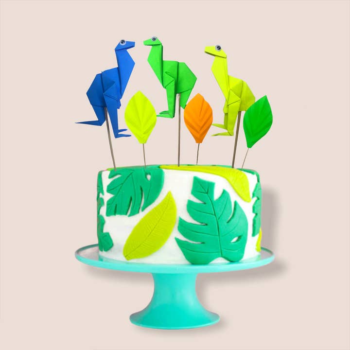 BalinMandalin - Wholesale Cake/Cupcake Topper - Dinosaur Origami Cake Topper, 6 in a package2