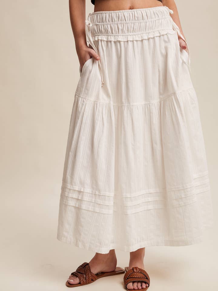 Textured Cotton Maxi Skirt LSK0276 for wholesale by Listicle