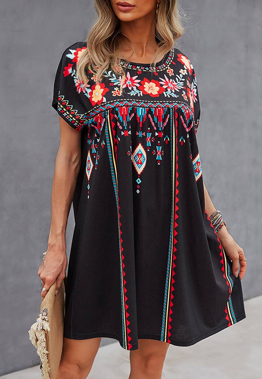 Anna Kaci Wholesale - Wholesale Dress - Women's - Multicolor Floral Boho Print Dress4