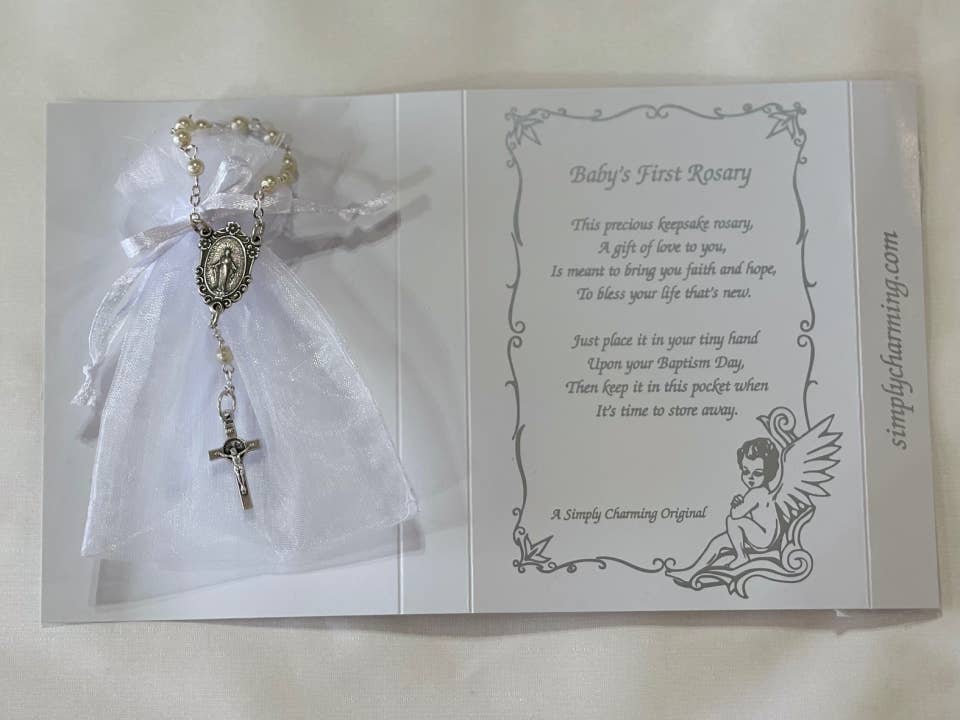 Simply Charming - Wholesale Prayer Beads Necklace - Keepsake Baby'S First Rosary Gift Boxed1