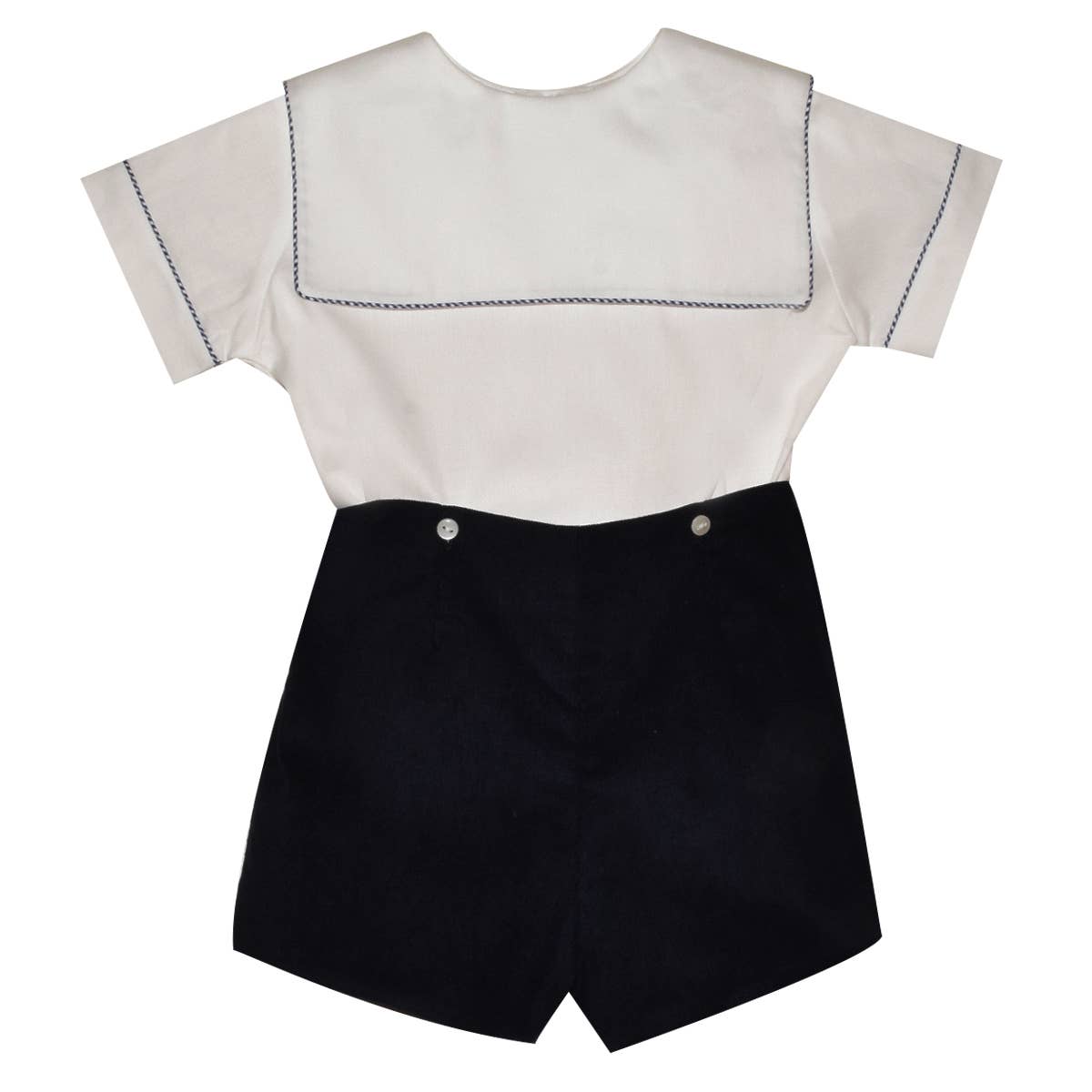 Vive La Fete - Wholesale Top & Short Set - Kids - Navy Corduroy Boys Short Set Short Sleeve0