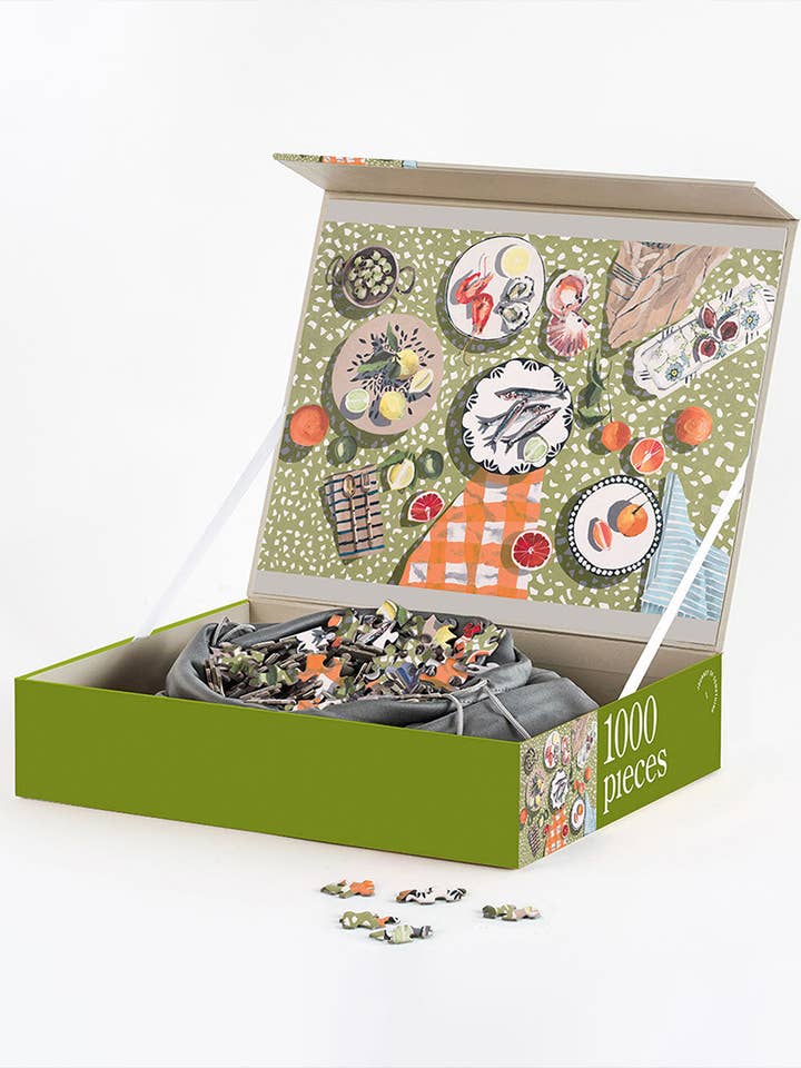 1000 Piece Jigsaw Puzzle - Table By The Sea - Artist Designed for wholesale by Journey of Something USA