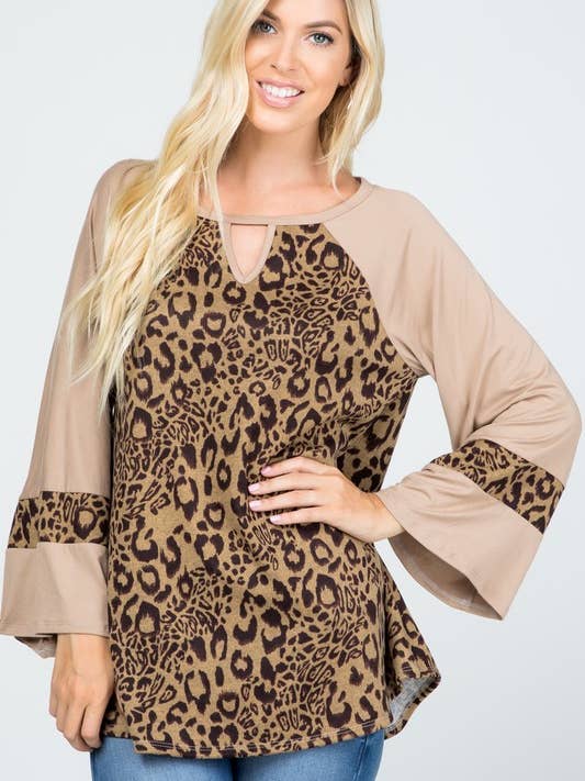 Top de Malha com Blocos de Cor Animal - Estampa Animal por atacado de Rose Mellow Fashion