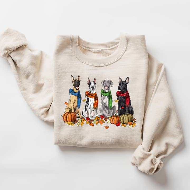 Great Dane T-Shirt, Thanksgiving Tee, Pumpkin Dog Sweatshirt for wholesale by NVC Ecommerce LLC
