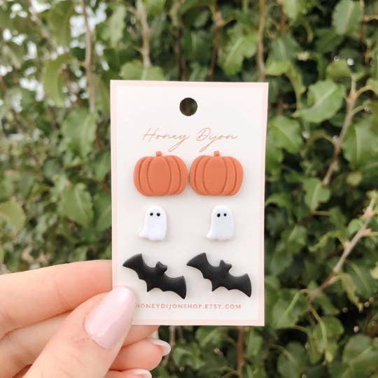 Halloween Polymer Clay Stud Earrings Set for wholesale by Honey Dijon