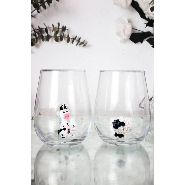Adamodart - Vendita all'ingrosso Bicchiere/tazza - Occhiali con design a forma di mucca, graziosa tazza a forma di pecora, tazza d'acqua, animale da fattoria