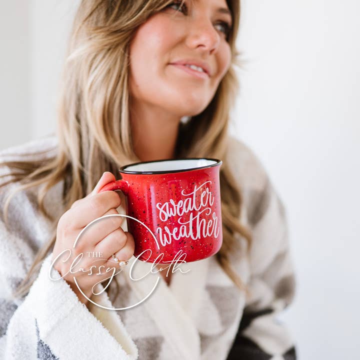 The Classy Cloth WS - Wholesale Coffee Mug - Coffee Mug Cup Speckled - Red Sweater Weather RTS1