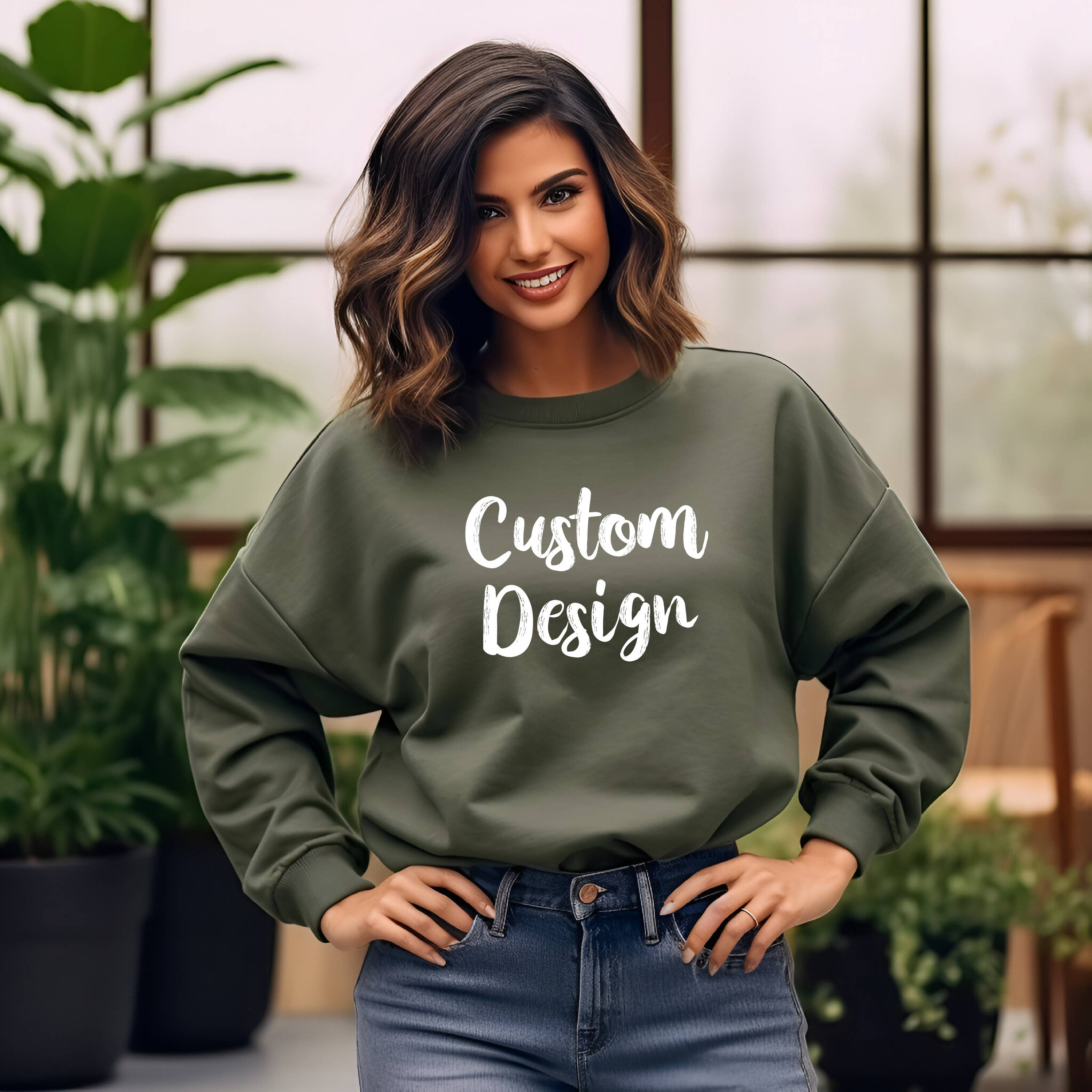 REMOVED BRAND - Wholesale Graphic Sweatshirt - Women's - Custom Design Crewneck Sweatshirt - Solid Color0