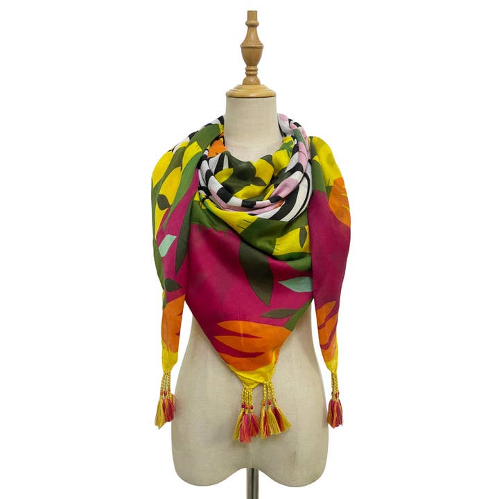 Fashion Scarf World - Wholesale Scarf – Women's - Bright Zebra Jungle Print Square Scarf5