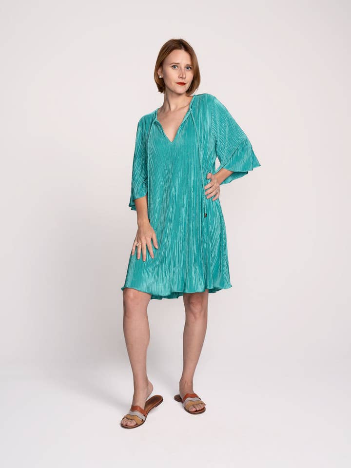 Susie Linger Dress in Teal Green for wholesale by Linger Ln