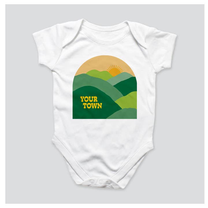 Personalized City Baby Bodysuit - Green Valley View for wholesale by Rock Scissor Paper