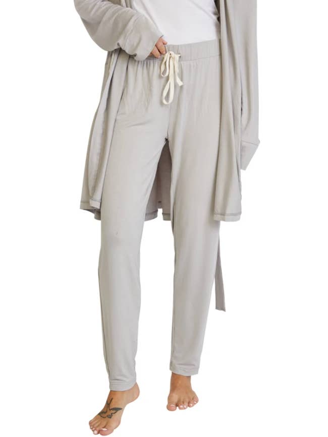Pure Fiber - Wholesale Robe – Women's - Hooded Jersey Robe & Pants Set – Soft Bamboo Loungewear1