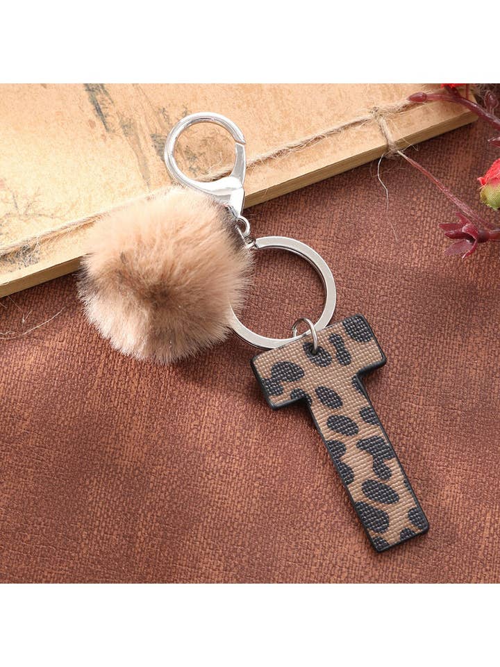 Keypus - Leopard Print Oil-Edged Letter Keychain for wholesale by WEST AUSSIE SUPPLIES