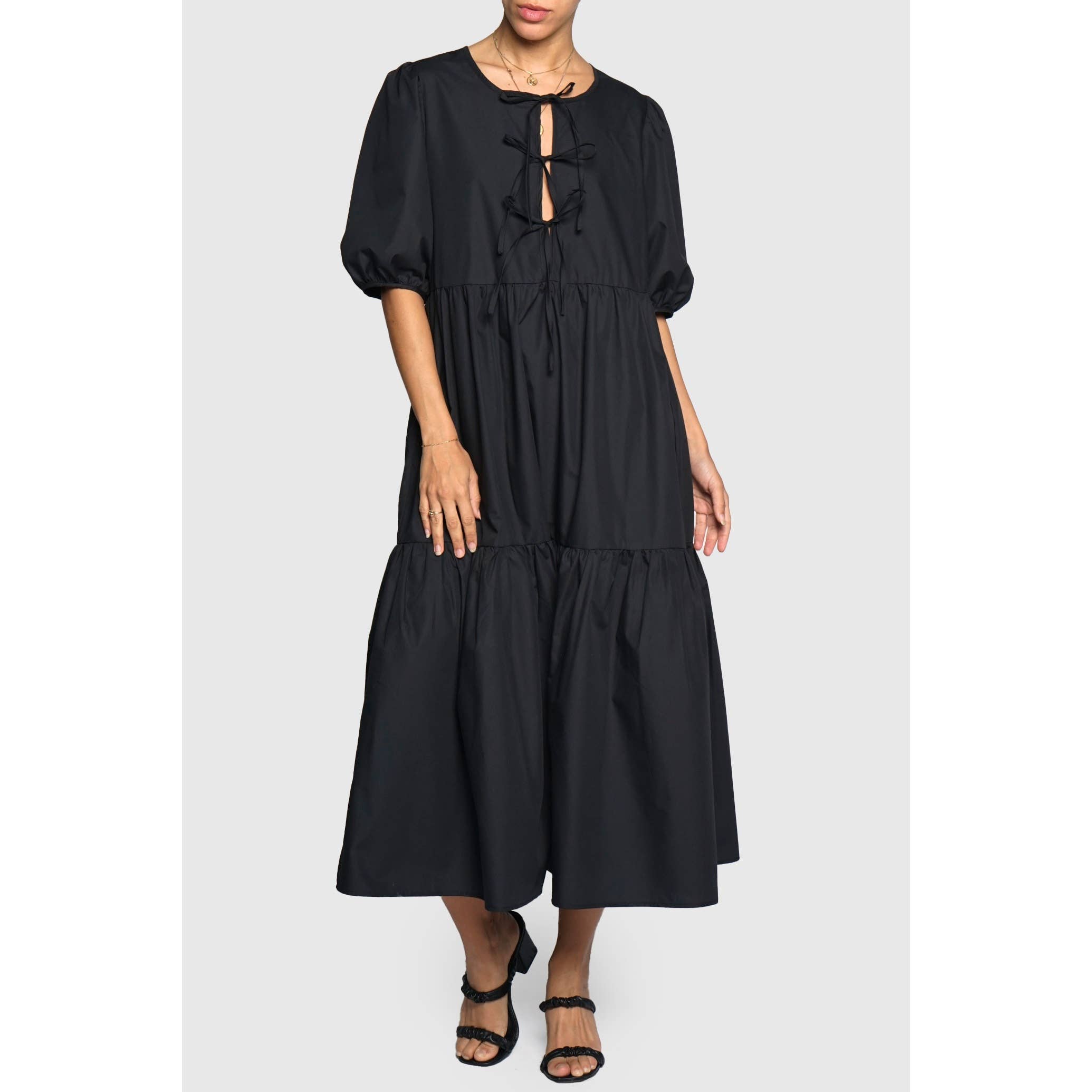 Sans Souci - Wholesale Jurk - Dames - POPLIN MAXIJURK MET STRIKSLUITING VOOR0