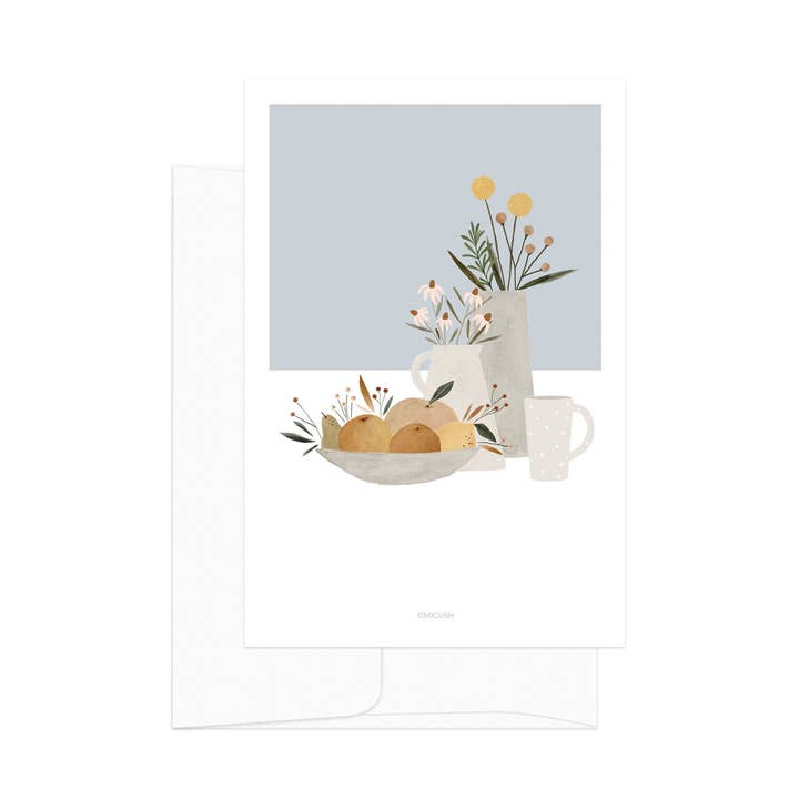 Kaart - Aardewerk en bloemen - Lichtblauw voor wholesale door Micush