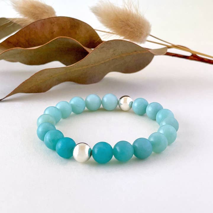 Skia Bracelet with Blue Amazonite & 925 Sterling Silver for wholesale by Ann Saint James
