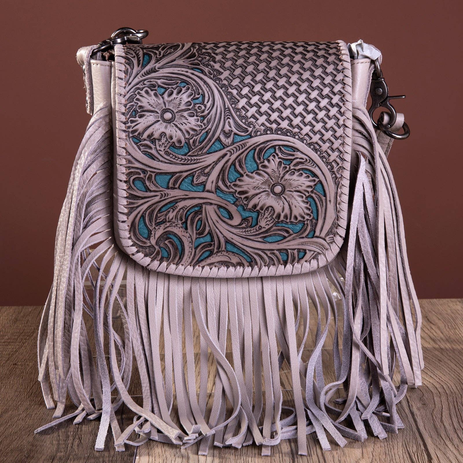 Buy wholesale Handmade Leather Bag with Unique Design and Decorative Fringes