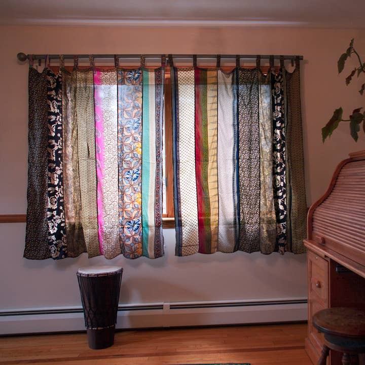 Sunshine Joy - Venta al por mayor Cortinas - Varias cortinas de patchwork de sari, 54 x 63 pulgadas
