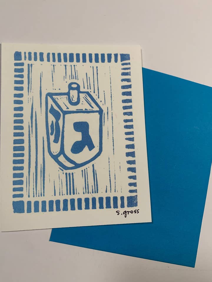 Carte de vacances | Carte Hanoukka | Carte Dreidel pour la vente par Sue Gross Design Studio